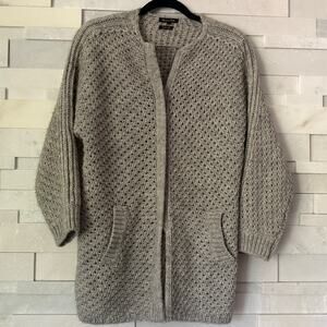 MASSIMO DUTTI Wool/Alpaca Waffle Knit Oversize Zip Cardigan Coatigan XS Gray